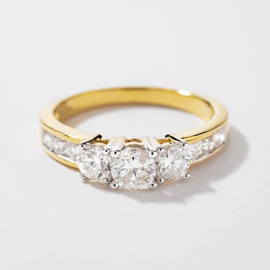 Past Present Future 14k Natural Diamonds Anniversary- Engagement Ring 1.75CTW