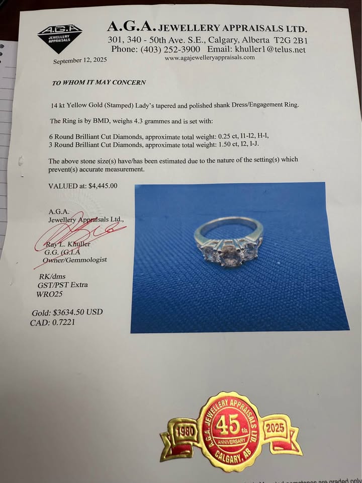 Past Present Future 14k Natural Diamonds Anniversary- Engagement Ring 1.75CTW