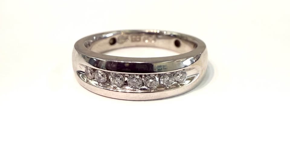 Platinum 950 and 0.50CTW Natural Diamonds Wedding Band 5mm Wide