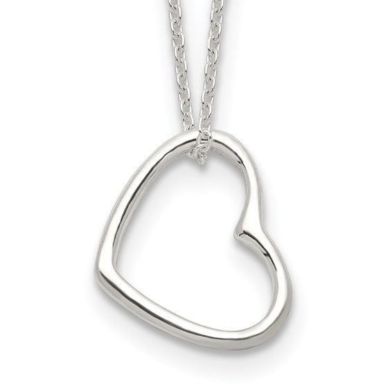 Sterling Silver Heart 14 IN with 2 In EXT Necklace 16 Inches