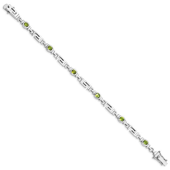 Sterling Silver Rhodium-plated Peridot Bracelet