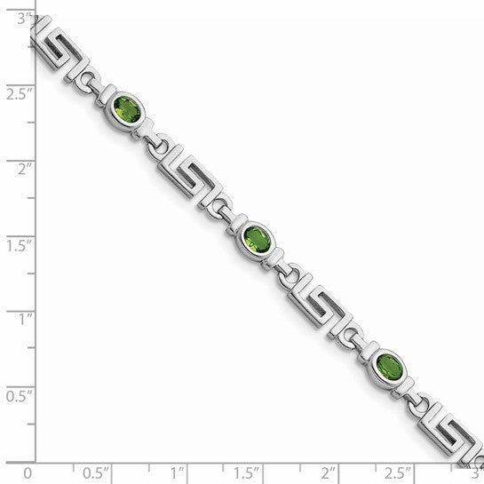 Sterling Silver Rhodium-plated Peridot Bracelet