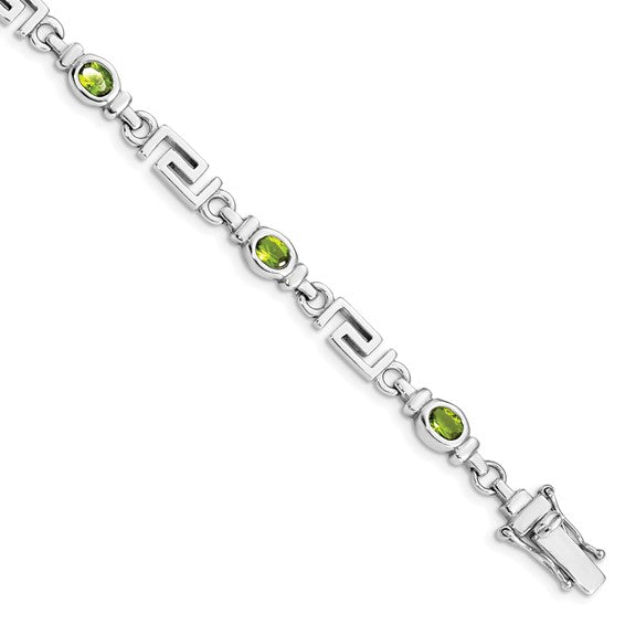 Sterling Silver Rhodium-plated Peridot Bracelet