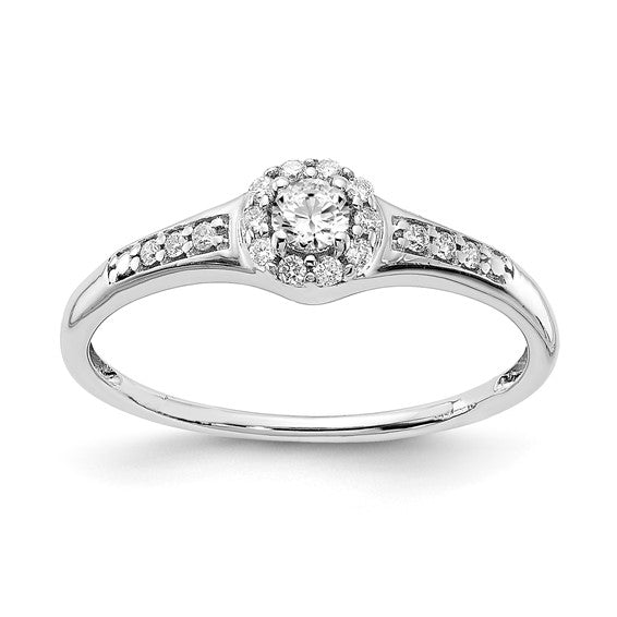 10k White Gold Two Hearts Diamond Engagement Ring