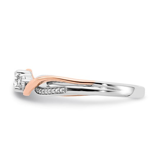 14k Two-tone Two Hearts Diamond Eng Ring