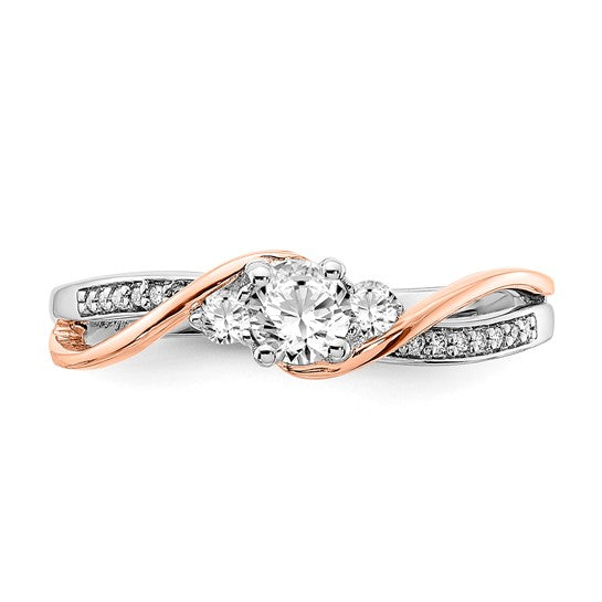 14k Two-tone Two Hearts Diamond Eng Ring