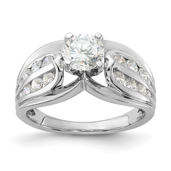 Sterling Silver Rhodium-plated Polished Fancy Diamonore CZ Ring