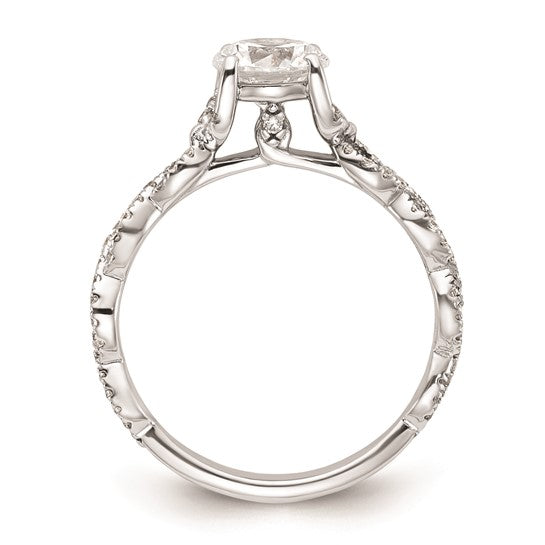 14k White Gold Twisted Diamond Semi-Mount Engagement Ring