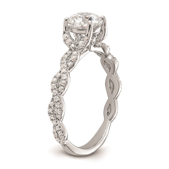 14k White Gold Twisted Diamond Semi-Mount Engagement Ring