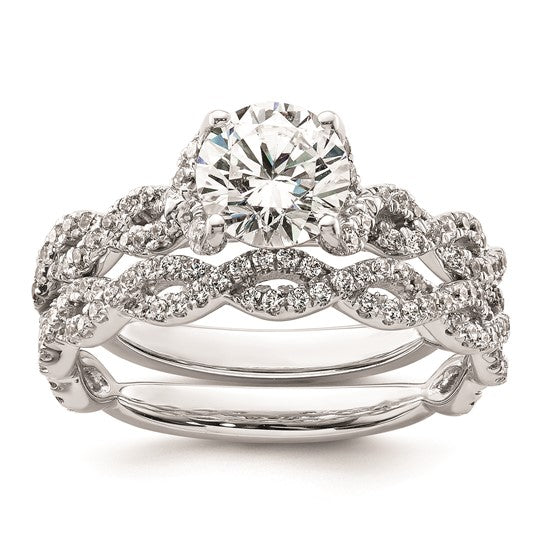 14k White Gold Twisted Diamond Semi-Mount Engagement Ring