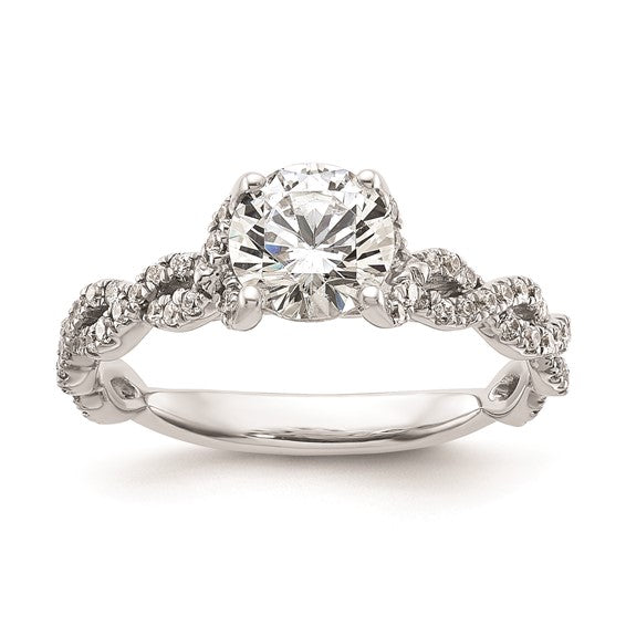 14k White Gold Twisted Diamond Semi-Mount Engagement Ring