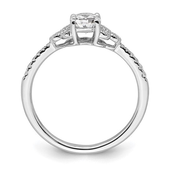 14k White Gold (Holds 1/2 carat (5.2mm) Round Center) 1/8 carat Diamond Semi-mount Engagement Ring