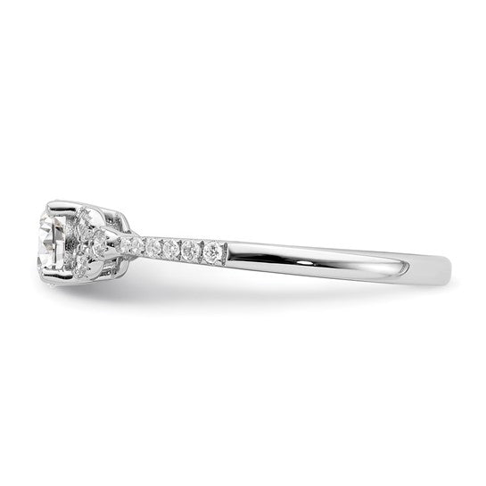 14k White Gold (Holds 1/2 carat (5.2mm) Round Center) 1/8 carat Diamond Semi-mount Engagement Ring