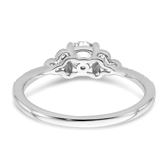 14k White Gold (Holds 1/2 carat (5.2mm) Round Center) 1/8 carat Diamond Semi-mount Engagement Ring