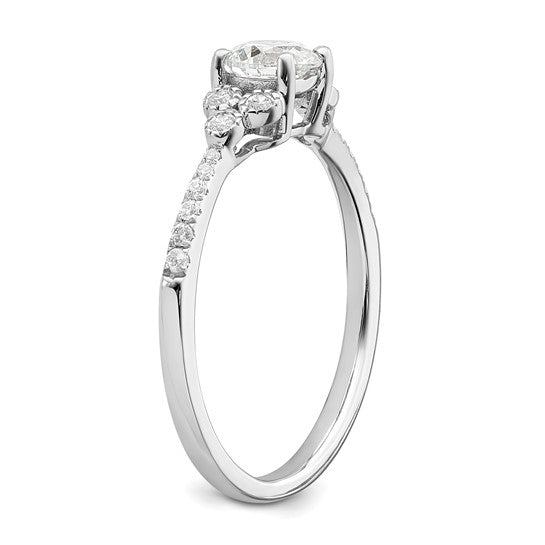 14k White Gold (Holds 1/2 carat (5.2mm) Round Center) 1/8 carat Diamond Semi-mount Engagement Ring