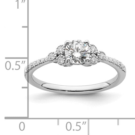 14k White Gold (Holds 1/2 carat (5.2mm) Round Center) 1/8 carat Diamond Semi-mount Engagement Ring