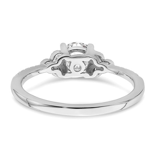 14k White Gold (Holds 3/4 carat (5.8mm) Round Center) 1/8 carat Diamond Semi-mount Engagement Ring