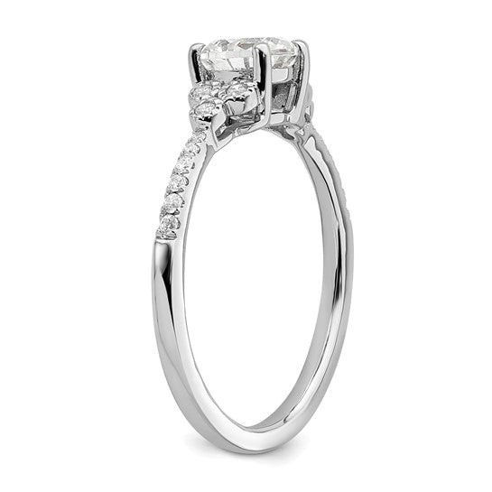 14k White Gold (Holds 3/4 carat (5.8mm) Round Center) 1/8 carat Diamond Semi-mount Engagement Ring