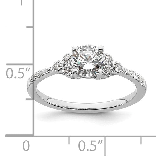 14k White Gold (Holds 3/4 carat (5.8mm) Round Center) 1/8 carat Diamond Semi-mount Engagement Ring