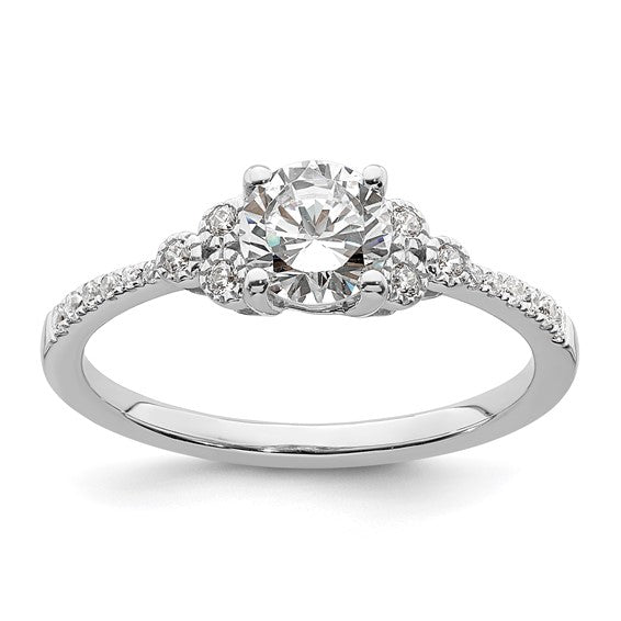 14k White Gold (Holds 3/4 carat (5.8mm) Round Center) 1/8 carat Diamond Semi-mount Engagement Ring