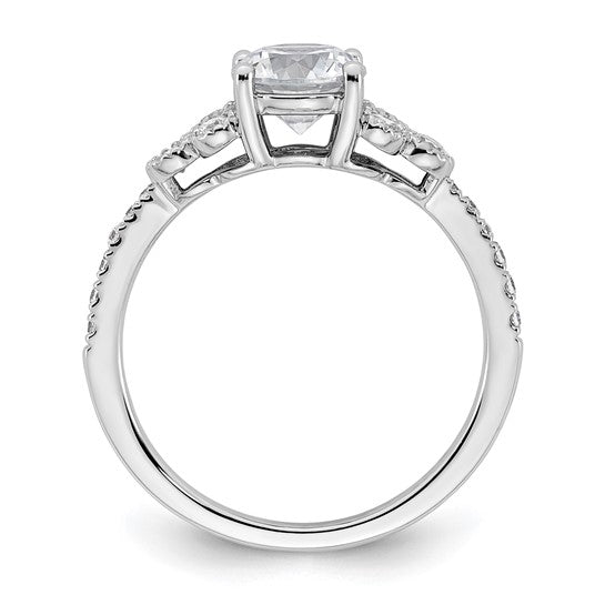 14k White Gold (Holds 1 carat (6.5mm) Round Center) 1/5 carat Diamond Semi-mount Engagement Ring