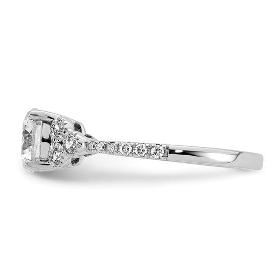 14k White Gold (Holds 1 carat (6.5mm) Round Center) 1/5 carat Diamond Semi-mount Engagement Ring