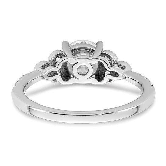 14k White Gold (Holds 1 carat (6.5mm) Round Center) 1/5 carat Diamond Semi-mount Engagement Ring