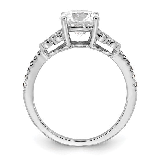 14k White Gold (Holds 1.5 carat (7.5mm) Round Center) 1/4 carat Diamond Semi-mount Engagement Ring