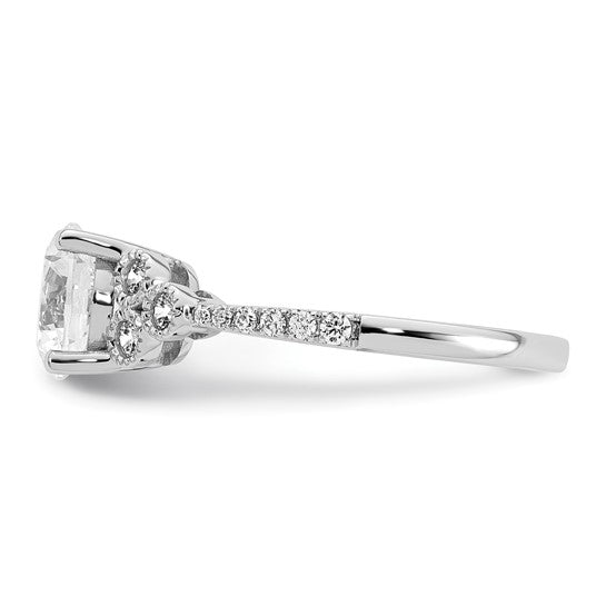 14k White Gold (Holds 1.5 carat (7.5mm) Round Center) 1/4 carat Diamond Semi-mount Engagement Ring