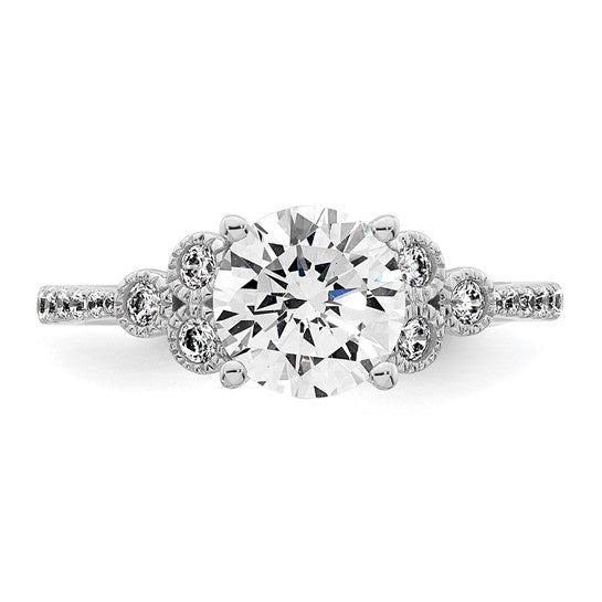 14k White Gold (Holds 1.5 carat (7.5mm) Round Center) 1/4 carat Diamond Semi-mount Engagement Ring