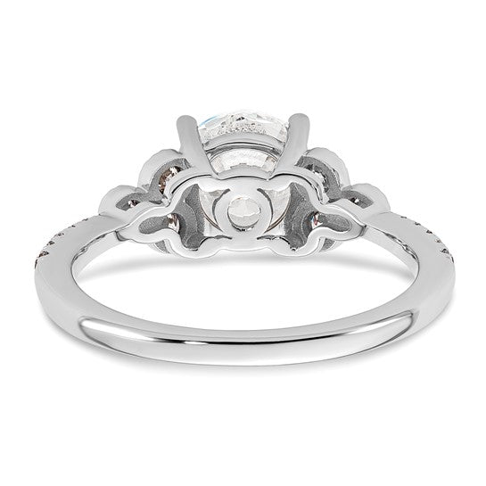 14k White Gold (Holds 1.5 carat (7.5mm) Round Center) 1/4 carat Diamond Semi-mount Engagement Ring