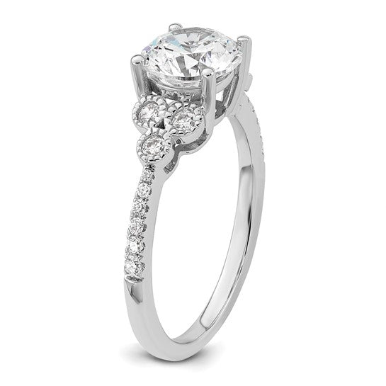 14k White Gold (Holds 1.5 carat (7.5mm) Round Center) 1/4 carat Diamond Semi-mount Engagement Ring