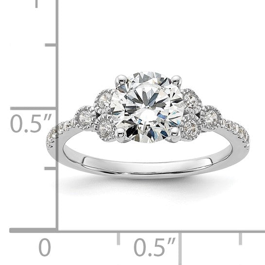 14k White Gold (Holds 1.5 carat (7.5mm) Round Center) 1/4 carat Diamond Semi-mount Engagement Ring