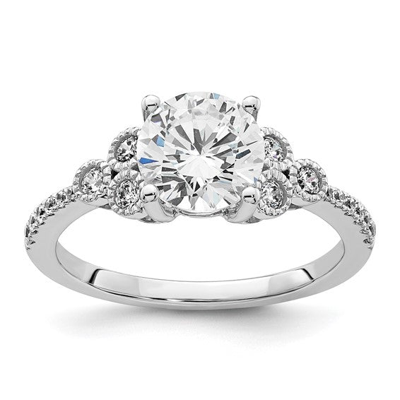 14k White Gold (Holds 1.5 carat (7.5mm) Round Center) 1/4 carat Diamond Semi-mount Engagement Ring