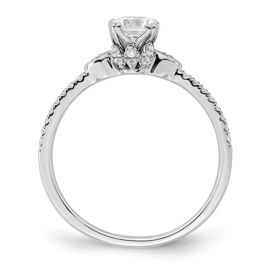 14k White Gold (Holds 1/2 carat (5.2mm) Round Center) 1/6 carat Diamond Semi-Mount Engagement Ring