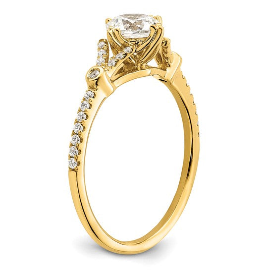 14k (Holds 3/4 carat (5.8mm) Round Center) 1/8 carat Diamond Semi-Mount Engagement Ring