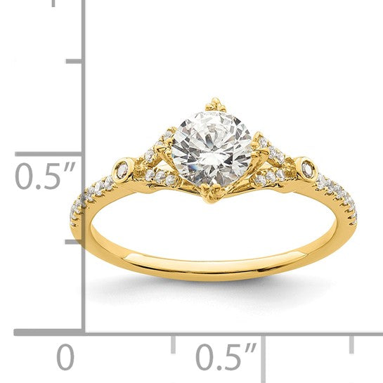 14k (Holds 3/4 carat (5.8mm) Round Center) 1/8 carat Diamond Semi-Mount Engagement Ring