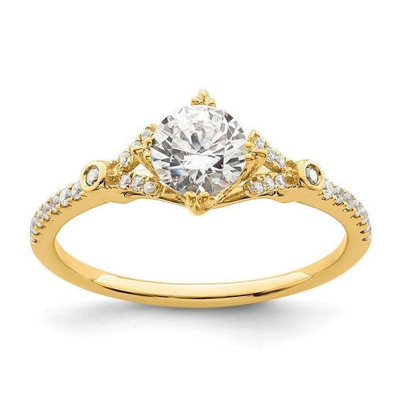 14k (Holds 3/4 carat (5.8mm) Round Center) 1/8 carat Diamond Semi-Mount Engagement Ring