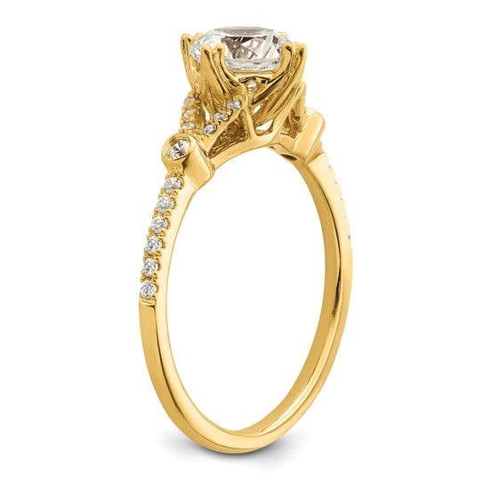 14k (Holds 1 carat (6.5mm) Round Center) 1/8 carat Diamond Semi-Mount Engagement Ring