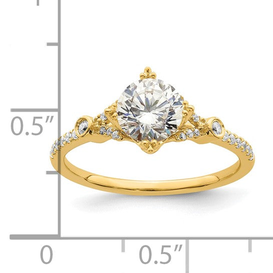 14k (Holds 1 carat (6.5mm) Round Center) 1/8 carat Diamond Semi-Mount Engagement Ring