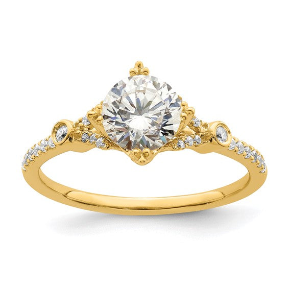 14k (Holds 1 carat (6.5mm) Round Center) 1/8 carat Diamond Semi-Mount Engagement Ring