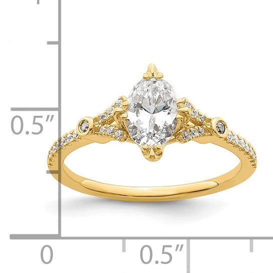 14k (Holds 3/4 carat (7.1x5.4mm) Oval Center) 1/8 carat Diamond Semi-Mount Engagement Ring