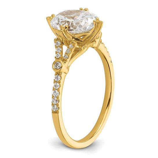 14k (Holds 1.5 carat (9.2x6.9mm) Oval Center) 1/6 carat Diamond Semi-Mount Engagement Ring