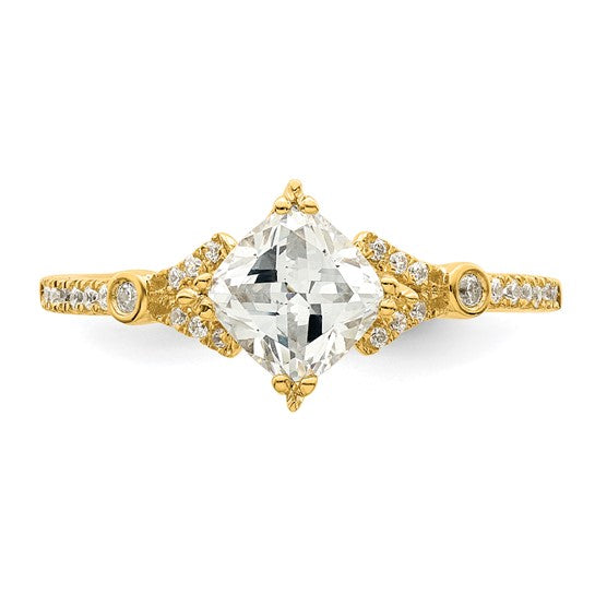 14k (Holds 3/4 carat (5.4mm) Cushion Center) 1/8 carat Diamond Semi-Mount Engagement Ring