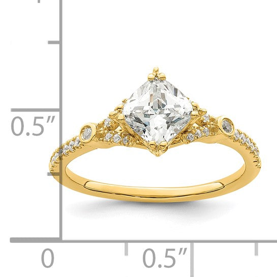 14k (Holds 3/4 carat (5.4mm) Cushion Center) 1/8 carat Diamond Semi-Mount Engagement Ring