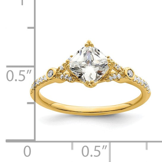 14k (Holds 1 carat (6.00mm) Cushion Center) 1/8 carat Diamond Semi-Mount Engagement Ring