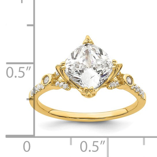 14k (Holds 2 carat (7.6mm) Cushion Center) 1/6 carat Diamond Semi-Mount Engagement Ring