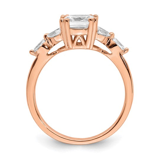 14k Rose Gold (Holds 1.5 carat (7.00mm) Cushion Center) 1/5 carat Marquise Diamond Semi-Mount Engagement Ring