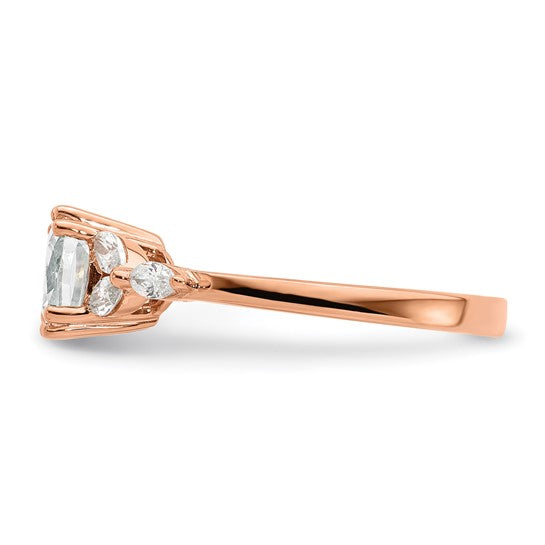 14k Rose Gold (Holds 1.5 carat (7.00mm) Cushion Center) 1/5 carat Marquise Diamond Semi-Mount Engagement Ring