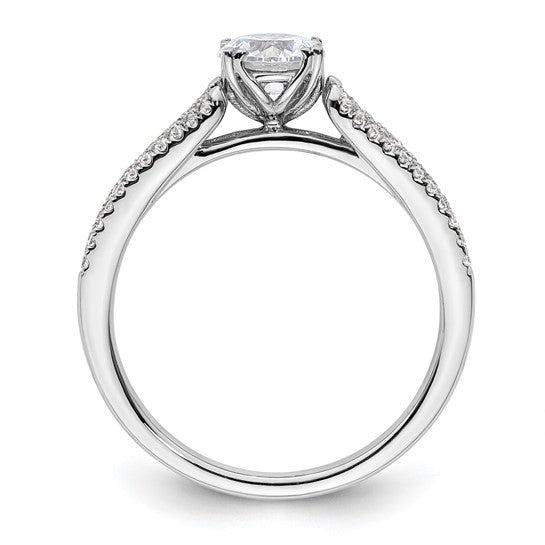 14k White Gold 3-Row (Holds 3/4 carat (5.8mm) Round Center) 1/4 carat Diamond Semi-Mount Engagement Ring